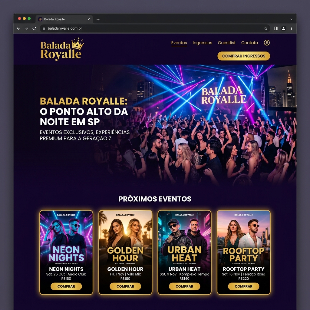Balada Royalle – Plataforma de eventos premium